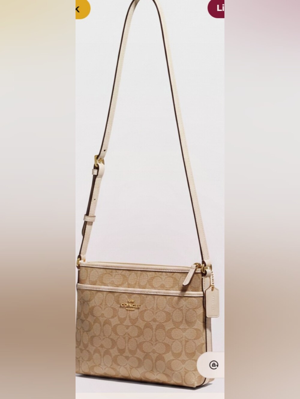Coach Signature Canvas Crossbody Bag in Khaki/Chalk